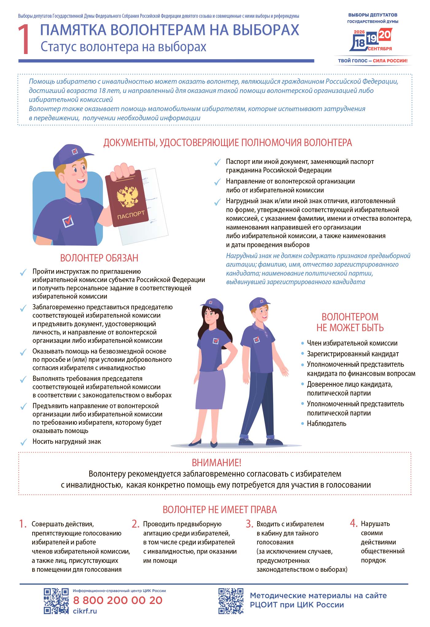 Памятка волонтерам на выборах